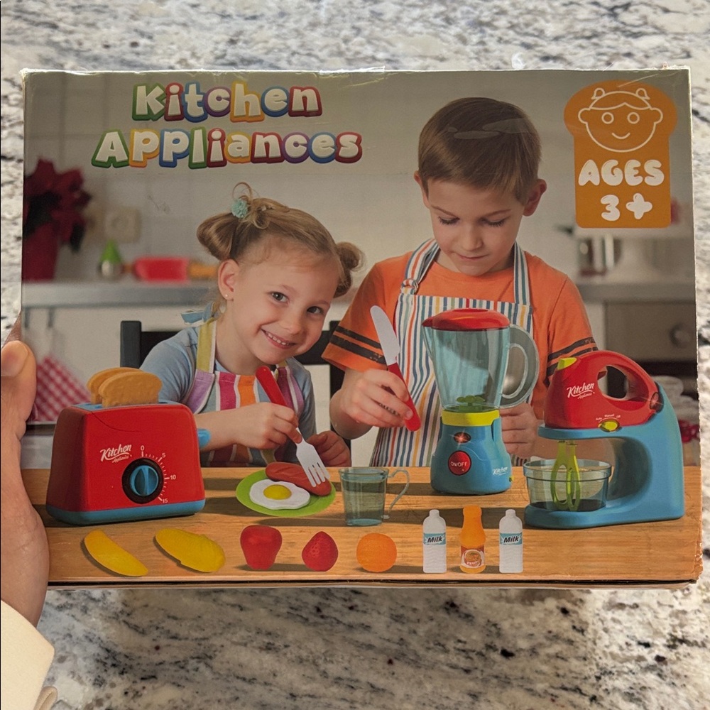 Kids Kitchen Appliance Set - Red and Blue